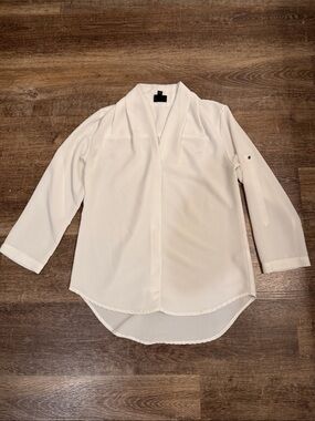 Mossimo Supply Co. White V-Neck Long Sleeve Blouse